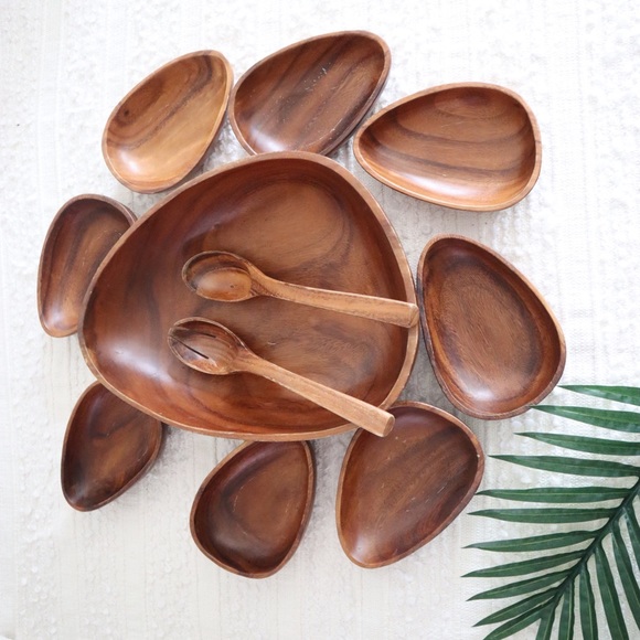 Vintage Other - Mid century modern wooden bowls set